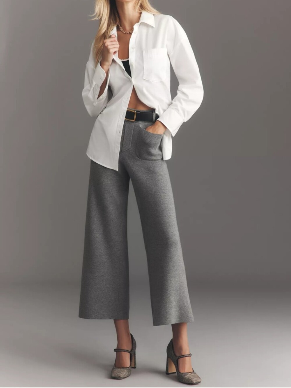 Maeve The Colette Sweater Knit Pants XL Womens Anthropologie Gray Wide Leg